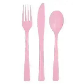 Lovely Pink Solid Assorted Plastic Cutlery, 18ct | The Party Hut