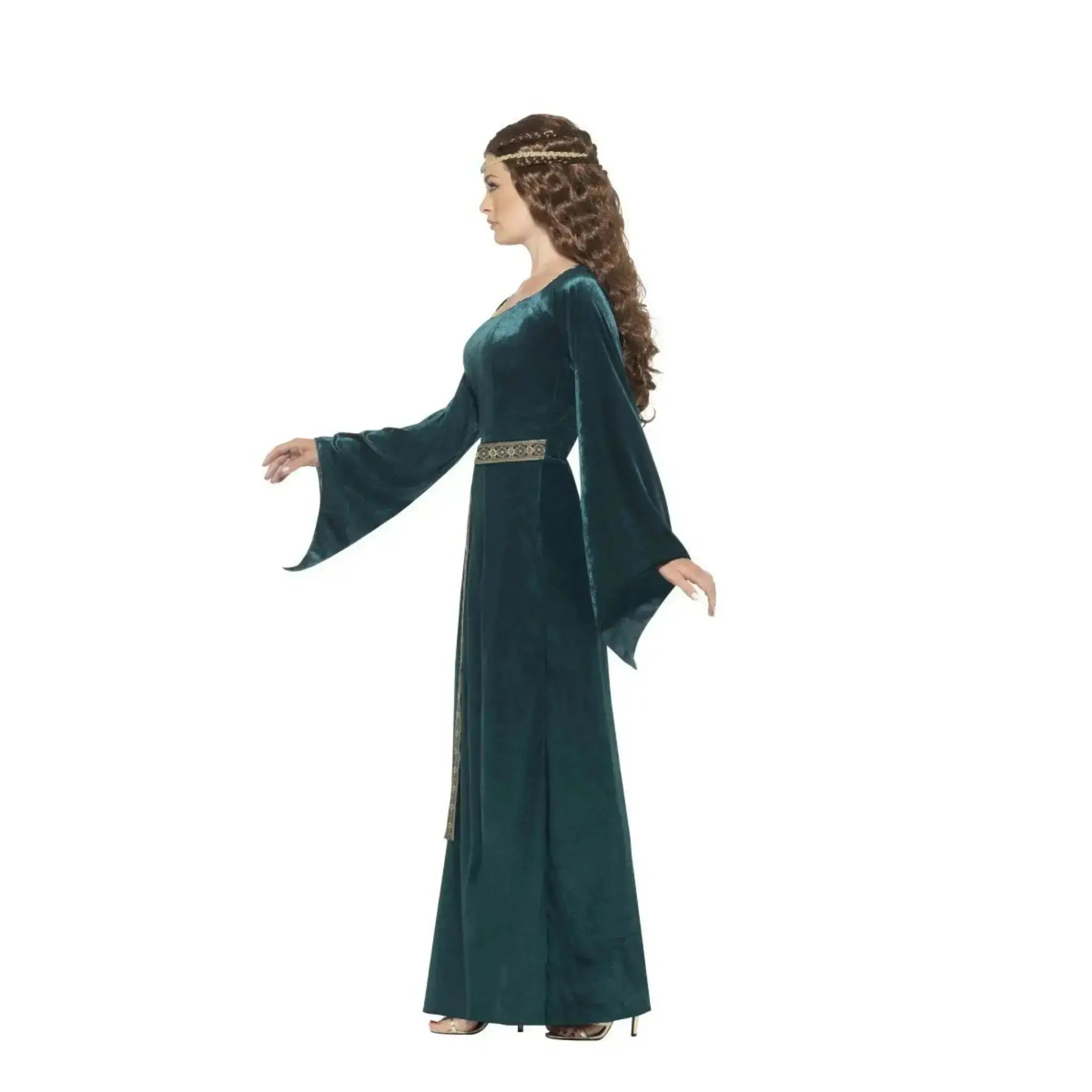 Medieval Maid Costume, Green with Headband | The Party Hut