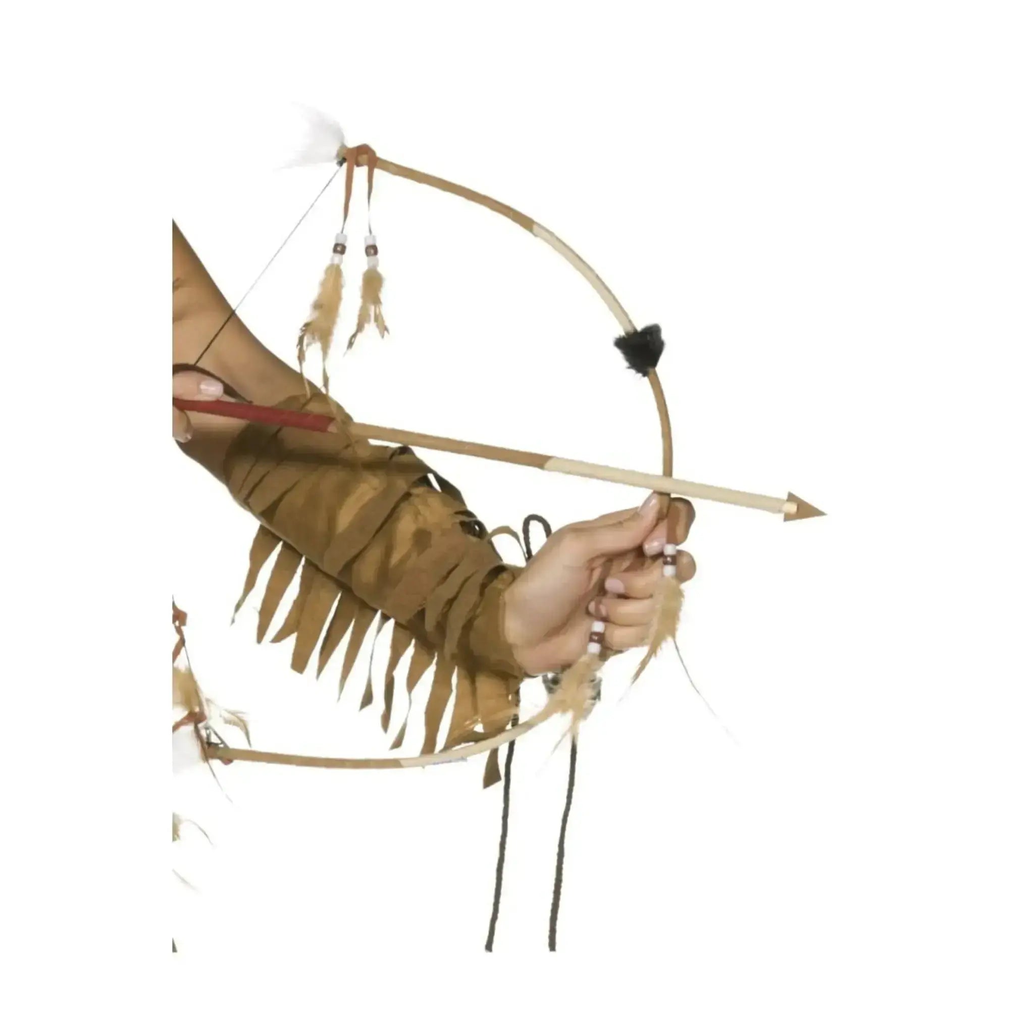 Native American Inspired, Brown, Feathered Bow and Arrow Set | The Party Hut