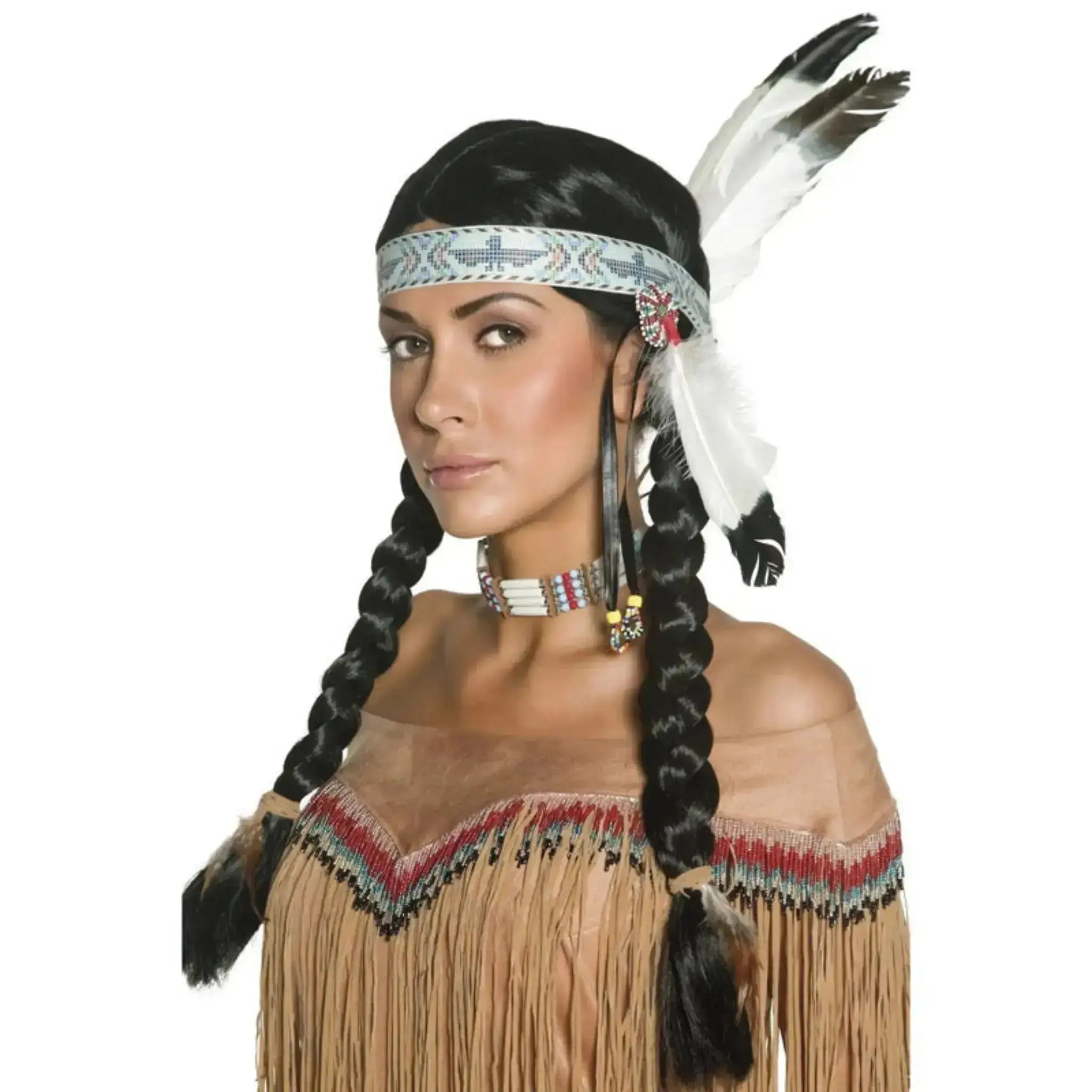 Native American Inspired Wig With Plaits | The Party Hut