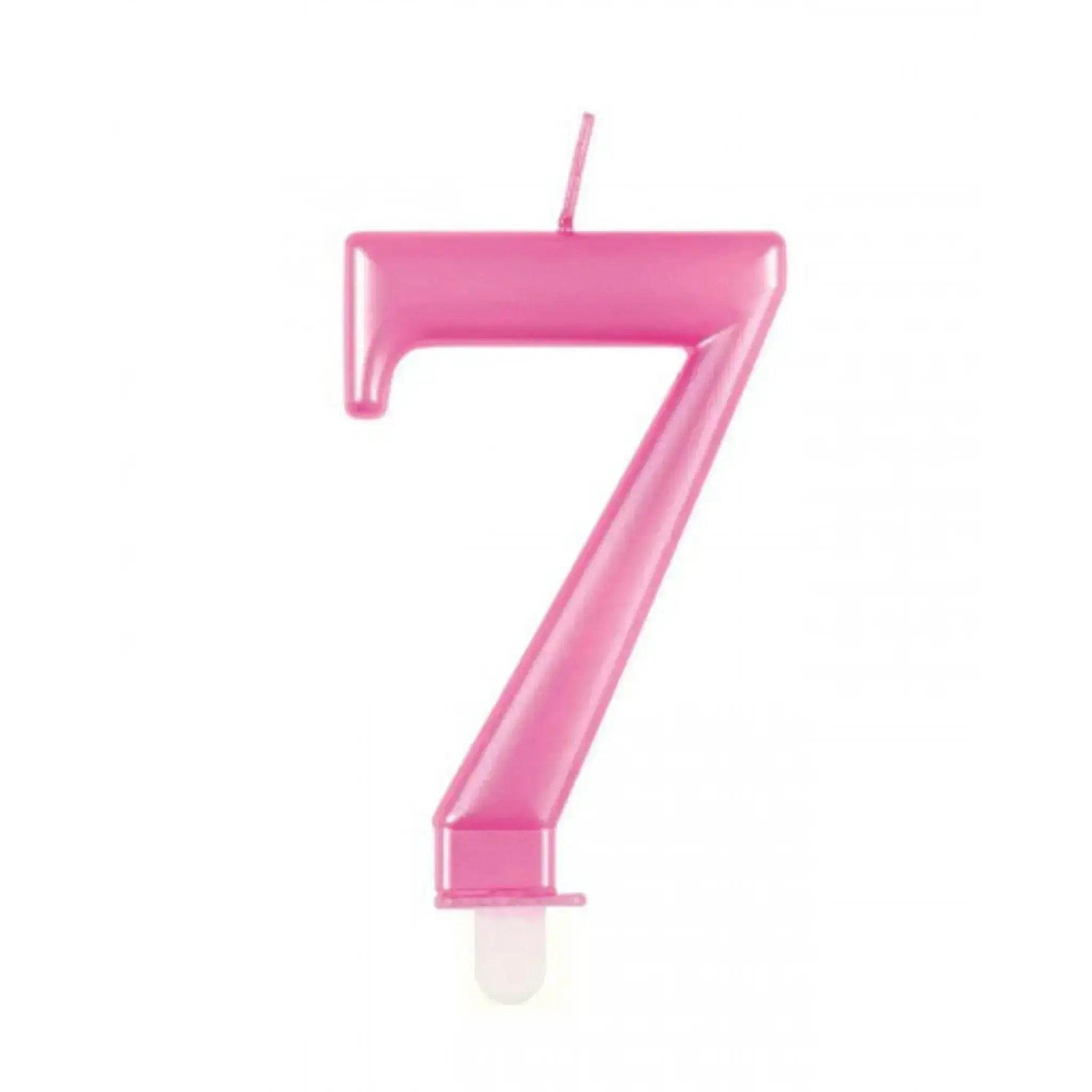Number 7, Metallic Pink Candle. | The Party Hut