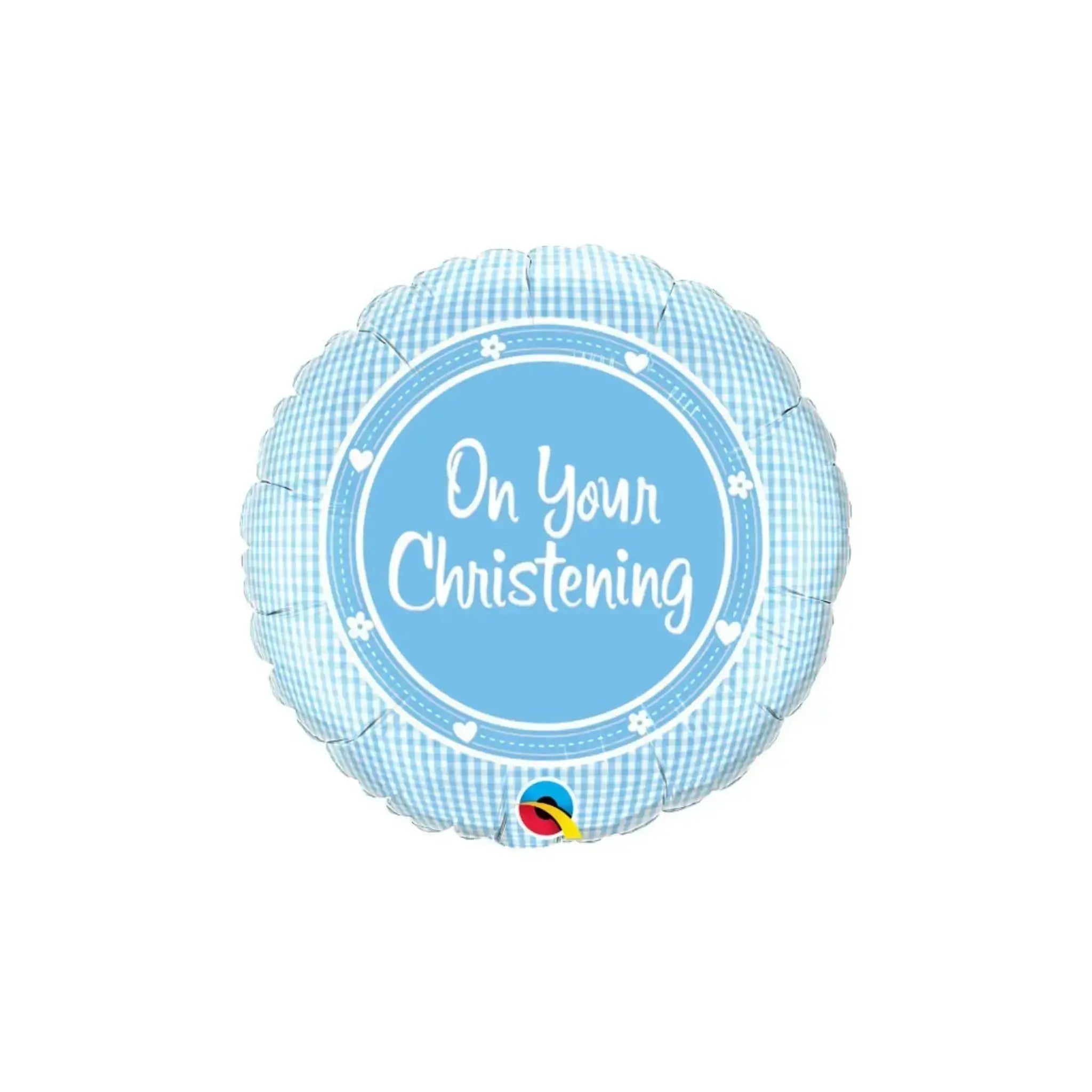 On Your Christening Blue Plaid Balloon | The Party Hut