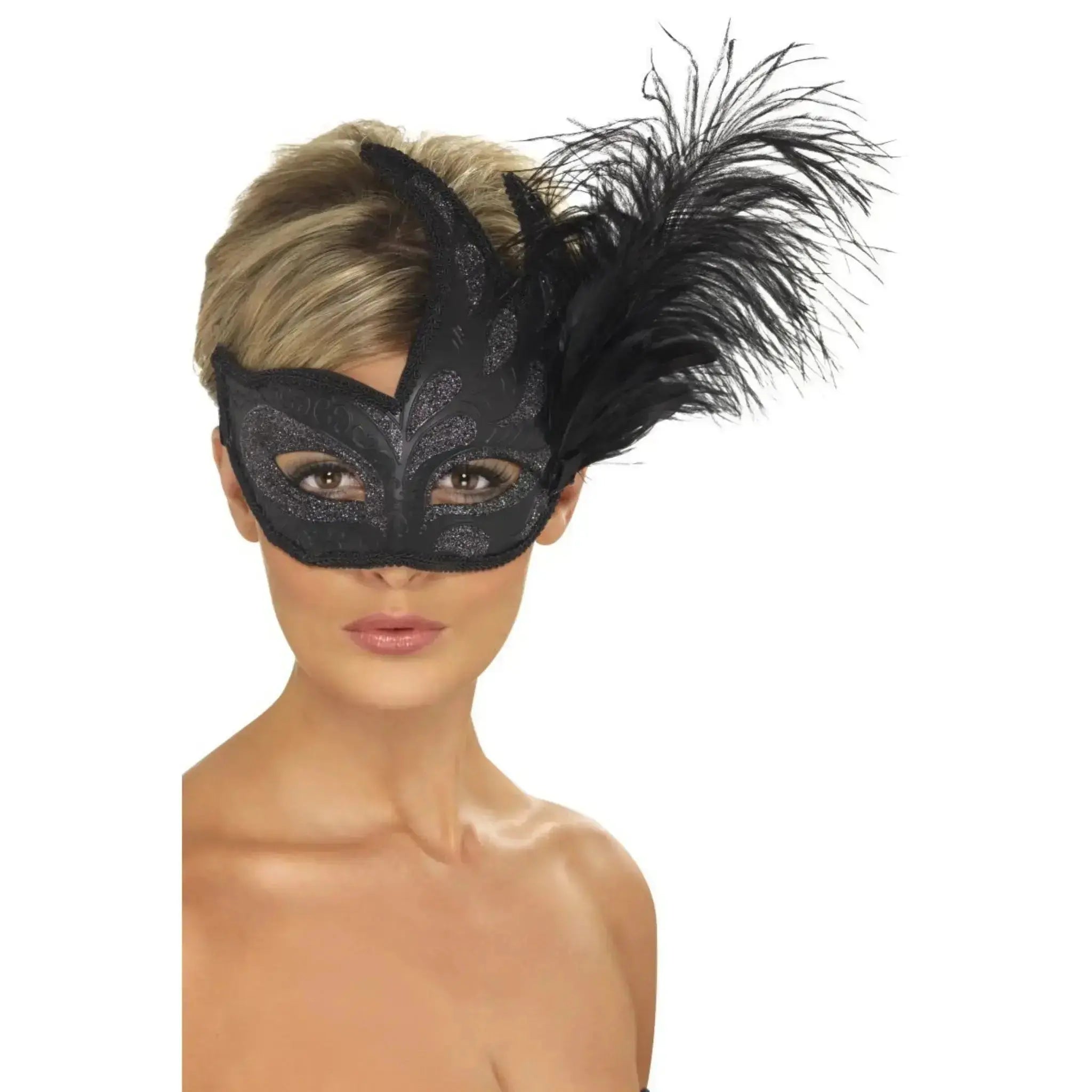 Ornate Colombina Feather Mask | The Party Hut