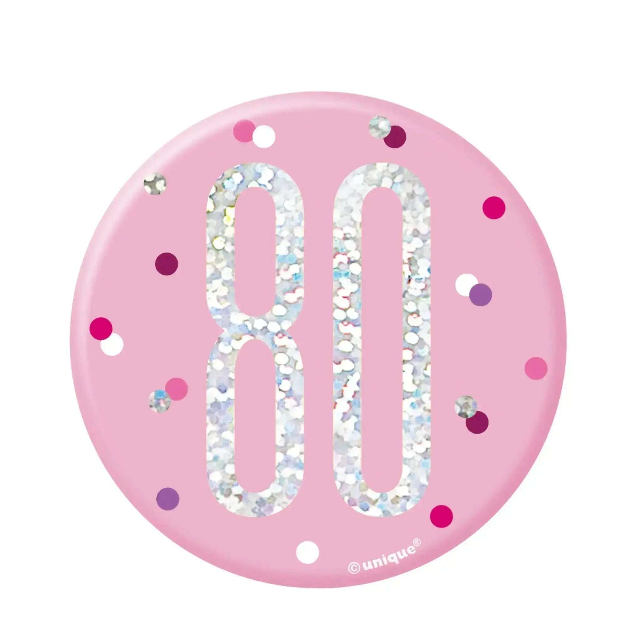 Pink Glitz, Age 80 Badge | The Party Hut