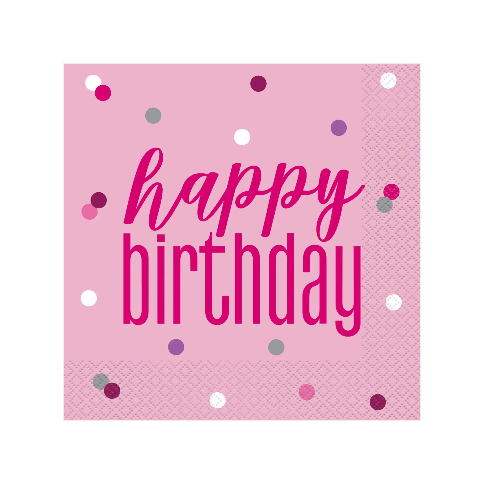 Pink Sparkle Napkins (Pack of 16) 🎉✨🎂 | The Party Hut