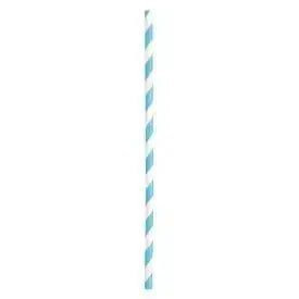 Powder Blue Striped Paper Straws, 10ct | The Party Hut