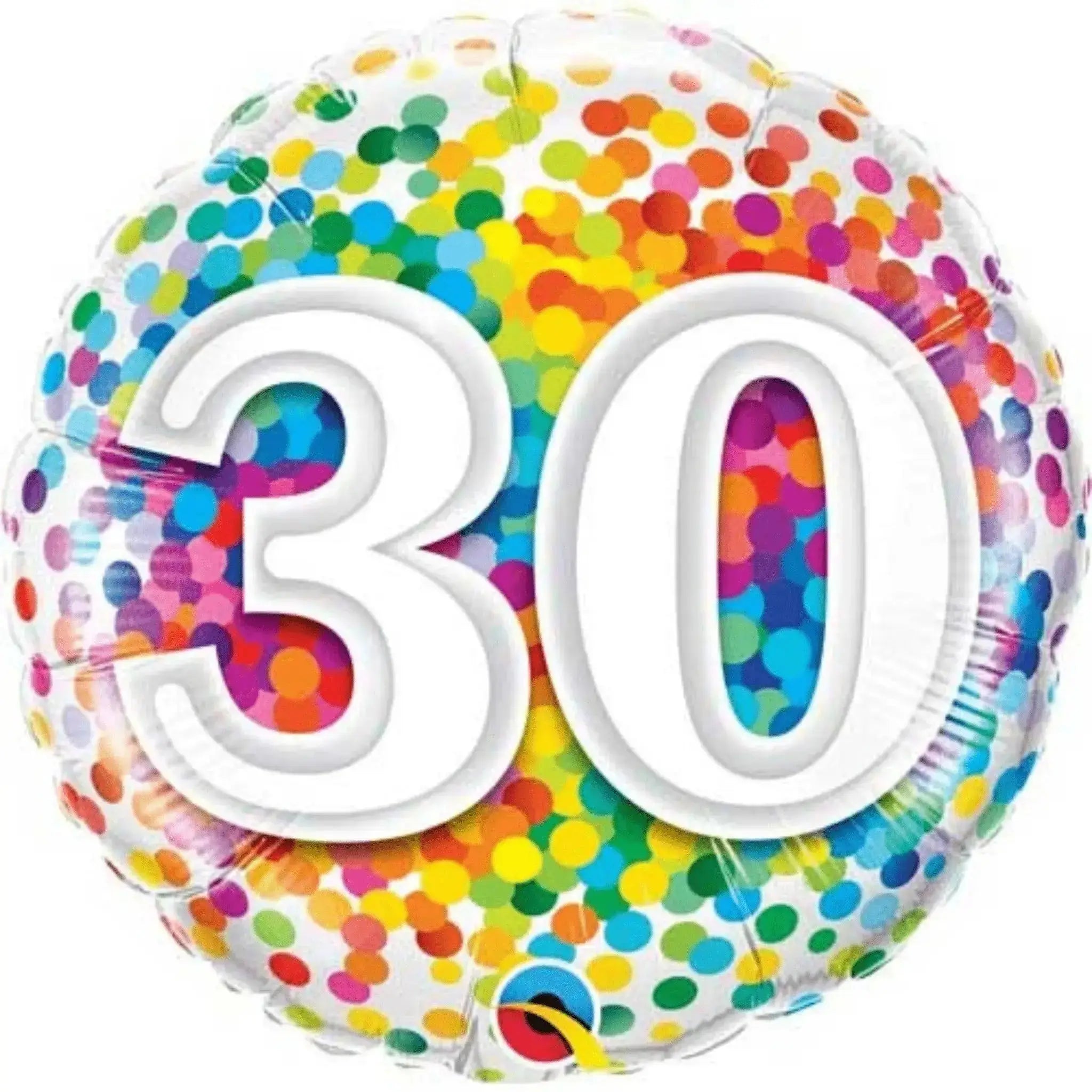 Rainbow Confetti, Age 30 Balloon | The Party Hut