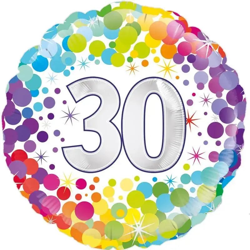 Rainbow Confetti - Age 30 Balloon | The Party Hut