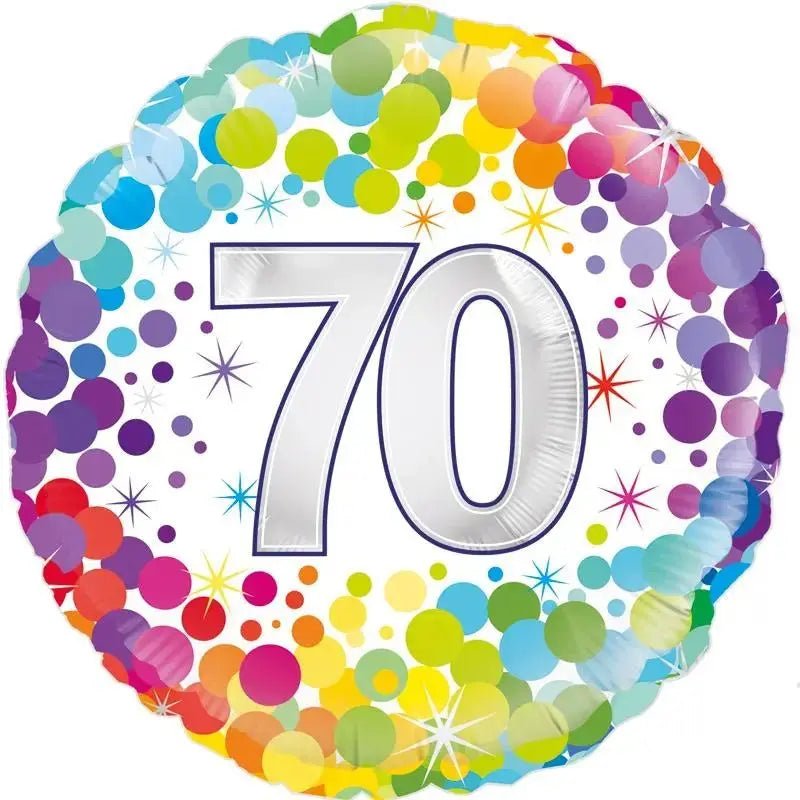 Rainbow Confetti, Age 70 Balloon | The Party Hut