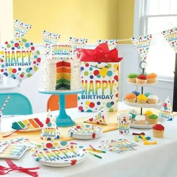 Rainbow Spots Birthday Luncheon Napkins, 16ct | The Party Hut