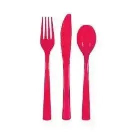 Ruby Red Solid Assorted Plastic Cutlery, 18ct | The Party Hut