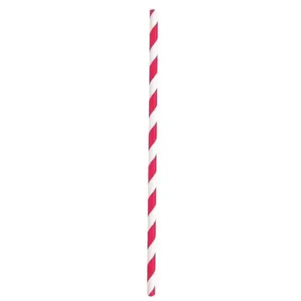 Ruby Red Striped Paper Straws, 10ct | The Party Hut