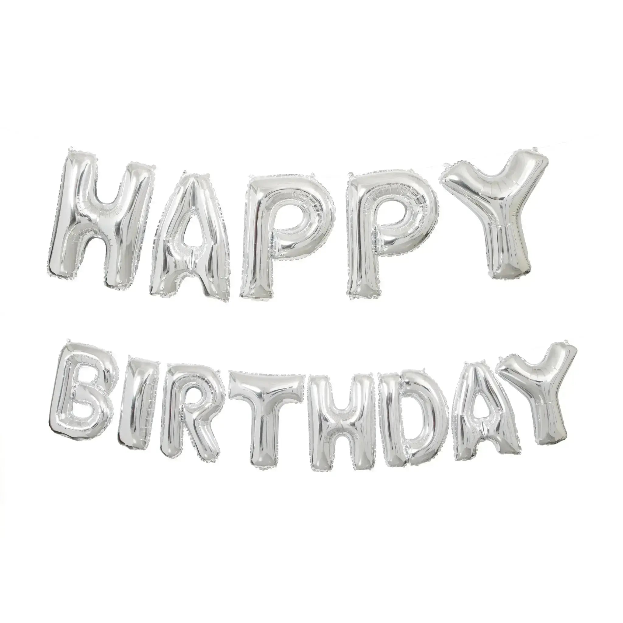 Silver Happy Birthday Foil Letter Balloon Banner Kit, 14